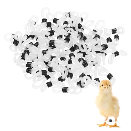 M METERXITY 100-Pack Adjustable Chick Leg Bands, 0.79" x 0.2" Silicone Chicken Leg Brace for Chicks/Ducks/Birds [Black] Poultry Leg Bands - color: Black