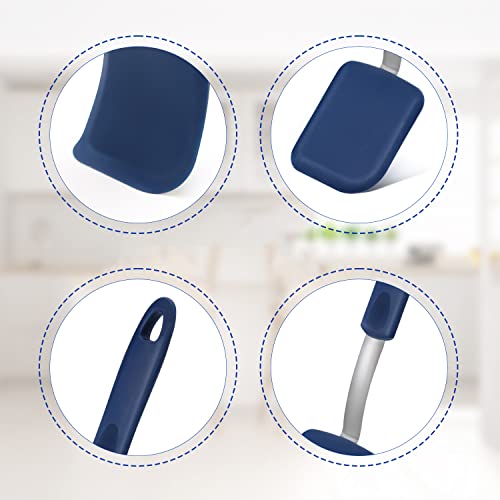 KINBOM 2pcs Small Silicone Cookie Spatulas, Mini Silicone Spatula Set Heat Resistant Kitchen Flexible Turner Spatula Nonstick Kitchen Utensils for Egg Pancake Cookies (Blue, Gray)