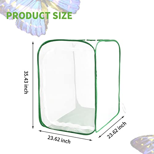 EATAKWARD 36" Mesh Plant Enclosure, Foldable Mesh Cage for Breeding, Grow Tent Plant Cover for Fruit, Vegetables, Pests, Bird and Pest Protection Guard for Flowers and Herbs Pop-Up Cage - size: 35.4'' X 23.6'' X 23.6''
