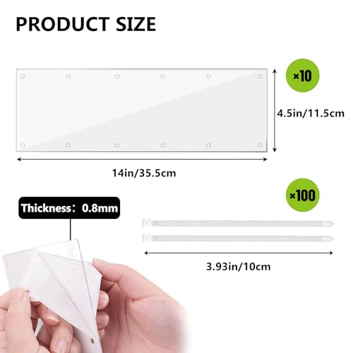 UNIFAMILY 10Pcs Flexible 0.8mm Pet Cage Guard Liners Clear, 14”×4.5” Guinea Pig Cage Side Lining,Scatter Guard for Cage, Rabbit Urine Guard Sheet, Cage Liner Protection,Small Animal Cage Accessories