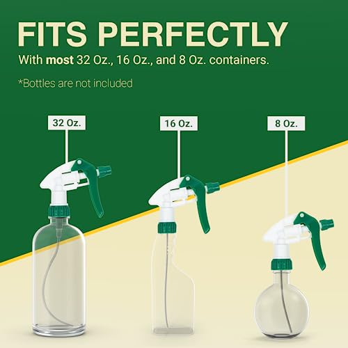 Heluva Green Spray Bottle Nozzle Replacement Tops, Green 3 Pack | Heavy-duty trigger sprayer tops for commercial and home cleaning. Fits 8/16/24/32 oz plastic & glass bottles. - color: Green, size: 3 Pack