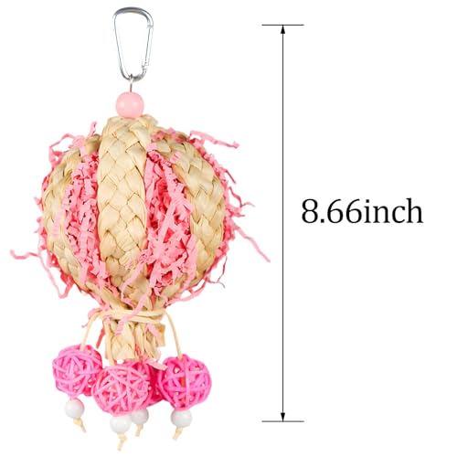 Bird Toys Foraging Shredder Hanging Toys Rope Perch with Bell Parakeet Toy Parrot Swing Climbing Standing Toys Bird Cage Accessories for Conure Cockatiel Budgies Lovebird, Pink, 1 Pack - color: Pink