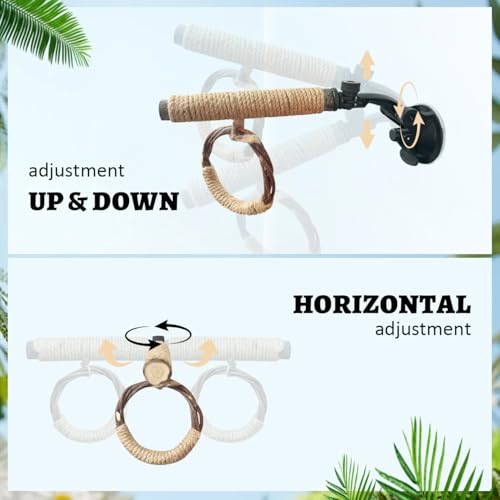 La La Pet Suction Cup Bird Perch Swing and Ring Set Sucker Bird Standing Rack Multifunctional Wooden Parrot Toy for Small and Medium Birds Cockatiel Parakeet Lovebirds Medium