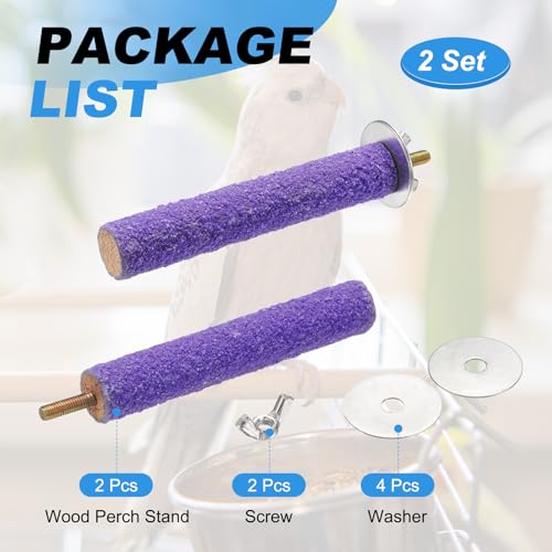Bird Perch Stand, Colorful Paw Grinding Stick, Wood Rough-surfaced Perch Parrot Stand 10 x 1.8 Cm, (Purple, 2 Pcs), Intended for Home/Animal Parks/Pet Stores - color: Purple, size: 10 x 1.8 cm / 3.94 x 0.71 inch