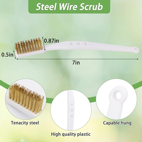 5P Bird Bath Brush Kit, Hard Silk Bristle Bird Bath Cleaner Brush | 1P Hard Silk Bristle Bird Bath Brush, 2P Hummingbird Feeder Scrub, 1P Steel Wire Scrub, 1P Clean-cloth For Bird Bath Cleaner