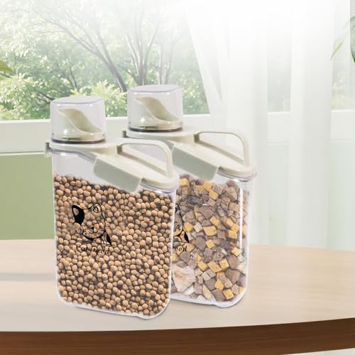 Pet Food Storage Container with Measuring Cup and Pour Spout - Airtight, Leakproof, Portable Pet Food Dispenser for Travel - 2.8L - color: CAT