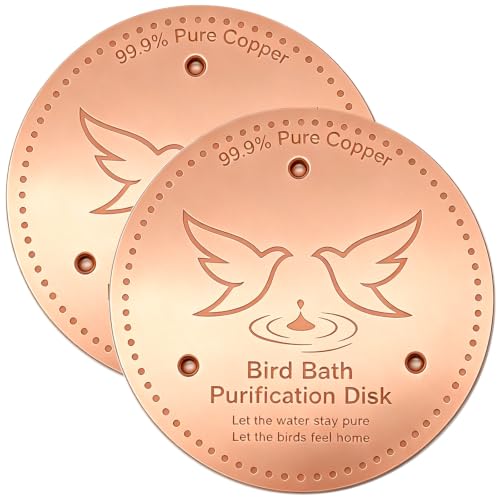 2 Pack Bird Bath Copper Discs, 99.9% Pure Copper Disk Cleaner with Triple-Point Support, Reinforced Design for Safe Clean Water, Universal Fit for Outdoor Birdbaths and Bowls, All-Season Use