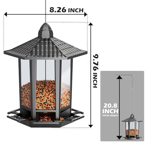 Birdream 2 Pack Bird Feeders for Outdoor Hanging, Retro Pagoda Design Fun Installation Bird Feeder, Attracting Wild Birds Chickadees Goldfinches Cardinals Finches and Sparrows - color: Black, size: 2 PACK