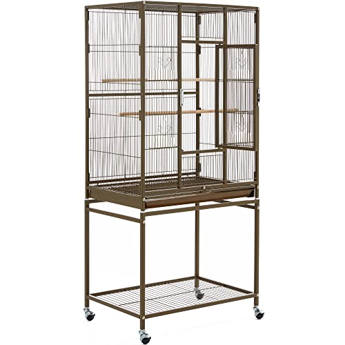 Topeakmart 53.5inch Large Bird Cage Metal Mobile Parrot Cage for Canary Pacific Parrotlet Lovebird Budgie Caique Senegal Green-cheeked Conure, Palmer Green - color: Palmer Green