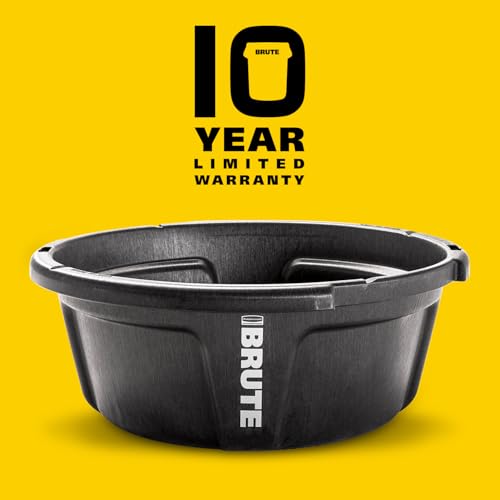 Rubbermaid Commercial Products Brute 6-Gallon Animal Pan Feeder, RigidCell Construction, Stackable Livestock Feed Bowl, Made in USA - size: 6 Gal, style: Pan Feeder