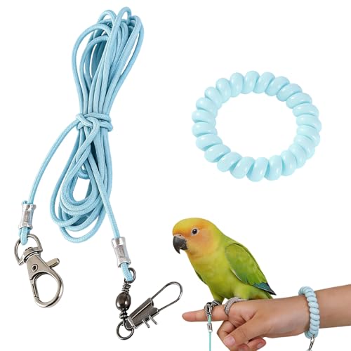 Bird Leash, 3-Meter Long, with Size 4 Foot Loop for Small Budgie and Lark, Lightweight Training Lead for Outdoor Use