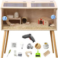 32"x16"x16" Brooder Box for Chicks, with 20In Legs Heat Lamp and Thermometer, Feeder, Waterer Toys Set for Chicks, Lizard, Parrot, Hamster, Quail, Hedgehog Cage
