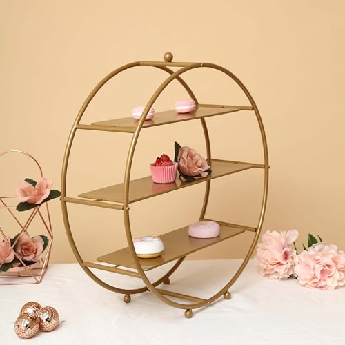 Efavormart 3-Tier Metal Round Cupcake Stand 21" Matte Gold - Durable Contemporary Dessert Holder Appetizer Display for Upscale Events Banquets & Gatherings - color: Gold, size: 3-Tier 21" Round