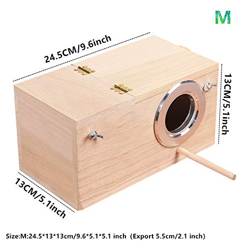 YJJKJ Wood Parakeet Nest Box Pet Bird House Parrot Breeding Mating Box Bird Cage Box for Lovebirds Cockatiel Parrotlets Budgerigar Parakeet (M) - size: Medium