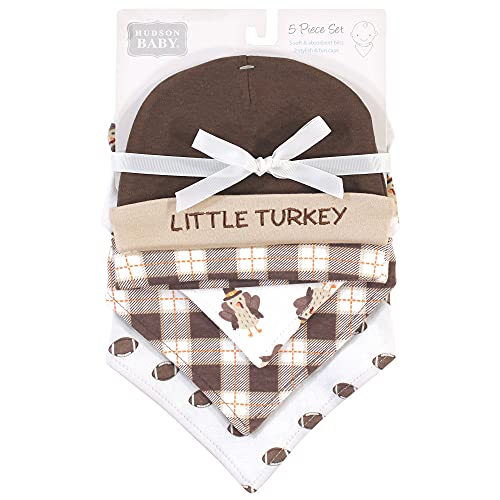 Hudson Baby Unisex Baby Cotton Bib and Headband Set - color: Boy Turkey, size: One Size