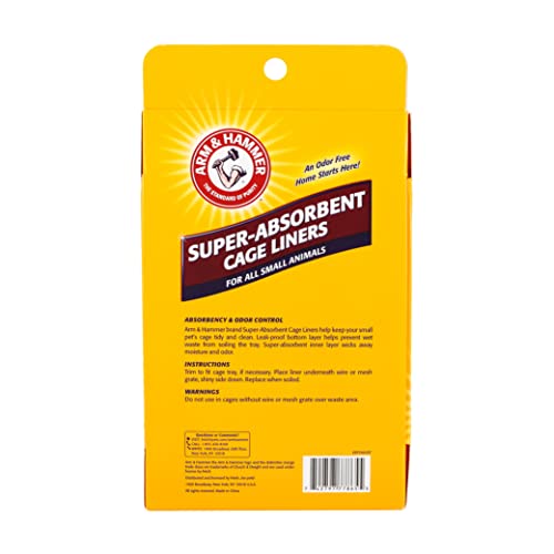 Arm & Hammer for Pets Hammer Super Absorbent Cage Liners for Guinea Pigs Hamsters Rabbits Small Animals, Odor Control Cage Tray Liners, Trim to Fit, 7 Count, 48 Pack - size: 16" x 28" (Pack of 48)