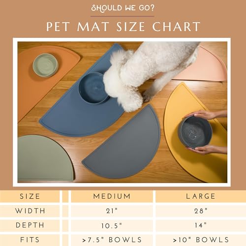 Waterproof Silicone Dog Food Mat – Large Size Non-Slip Pet Bowl Mat, Raised Edge Design, Easy-to-Clean Pet Food Placemat for Dog & Cat Bowls, 28" Across x 14" Deep - Charcoal - color: Charcoal, size: Large