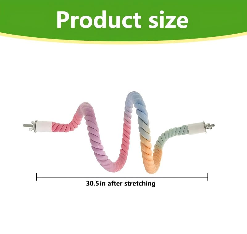 2Pcs Rope Perches for Bird Cages, Rope Perch for Parrots, Cockatiels & Parakeets, Bird Cage Accessories(L) - size: L(2pcs)