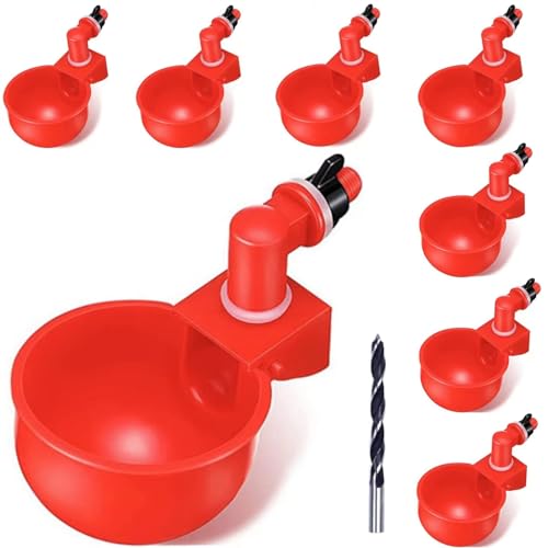 Professional Chicken Waterer Cups, 8pcs Large Chicken Water Feeder, Automatic Chicken Water Dispenser, Poultry Drinker Set, Solution for Various Poultry Watering with Matching Drill