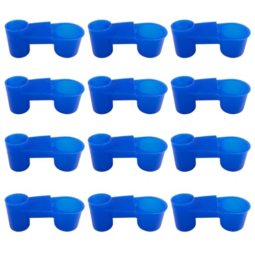 AUEAR, Set of 12 Bird Drinker Feeder Cup Soda Pop Water Bottle Plastic for Pigeons Parrot Chicken Supplies (Blue) - color: Blue