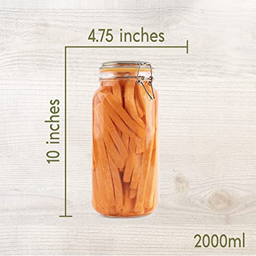 Glass Jar with Airtight Lid 67 oz | Food Storage Jar, Wide Mouth, Leak Proof Kitchen Canister - size: 67 oz