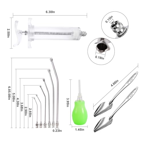 50ML Baby Bird Feeding Syringe Set Pet Syringe | With 6 Pcs Curved Gavage Feeding Tubes and Bird Drinker Stainless Steel Metal Feeding Spoon for Baby Birds Parrot Small Pet - size: 50ML