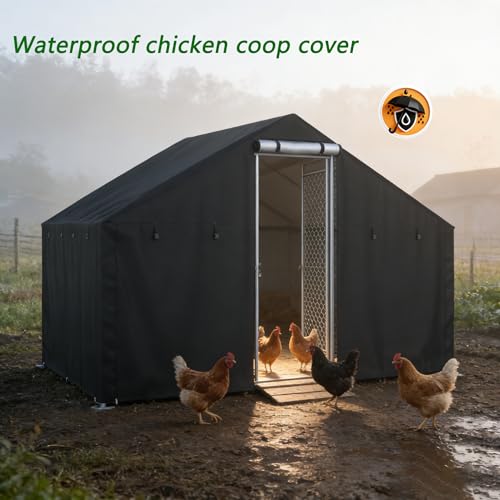 Chicken coop Cover, Waterproof in Winter. Suitable for Rooftop Chicken coops, Full Coverage. Black (No Chicken coop - size: 118.0"L x 78.0"W x 78.0"H