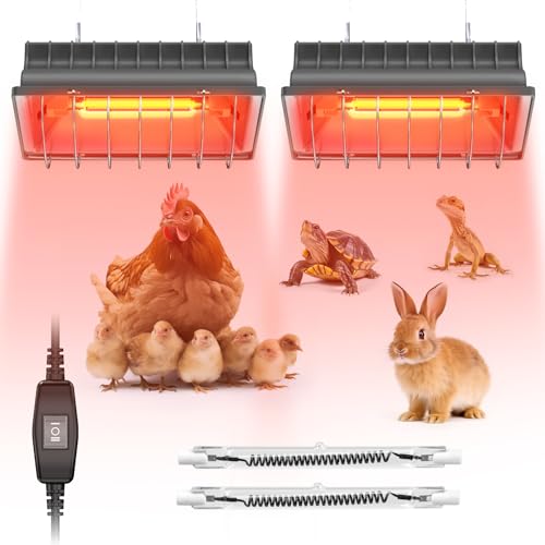 300W Chicken Coop Heat Lamp Brooder Heater for Chicks | 9.84ft Cord UL Passed Heating Plate & Heat Lamp with Adjustable Hanging Height for Livestock Supplies Indoor Warmer(2 Pack)