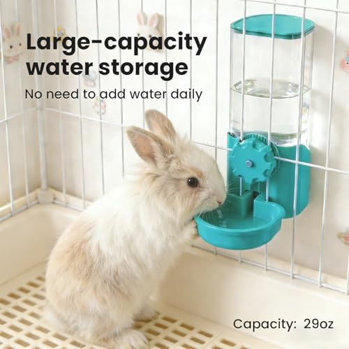 Rabbit Water Bottle for Cage Crate, 29oz No Drip Hanging Automatic Pet Water Dispenser for Small Animal Guinea Pig Bunny Chinchilla Ferret Hedgehog Puppy Cat (Blue) - color: Blue