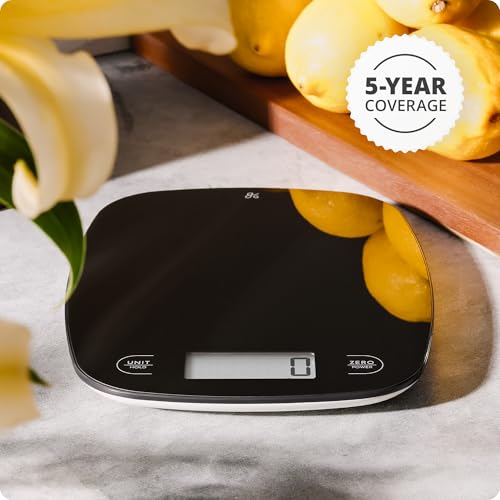 Greater Goods Food Scale, Slim & Compact Build, 1g Precision (Black Glass) | Digital Kitchen Scale for Cooking, Meal Prep & Portion Control, Tare, Auto Shut-Off, g/oz/lb/ml Conversion & Calorie Tracking - color: Black Glass