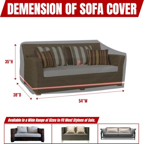 Patio Sofa Cover, Outdoor Heavy Duty Durable UV Water Resistant Anti-Fading Loveseat Cover with 2 Upgrade Air Vents and 2 Buckles, Black, 54" W x 38" D x 35" H - size: 54"W x 38"D x 35"H