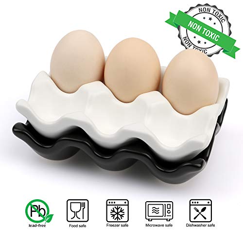 6 Cups Egg Tray Serveware, Eggs Dispenser, Egg Holder Set Kitchen Restaurant Fridge Storage Decorative Accessory (White,2 pack)