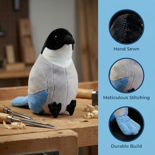 Grey Magpie Plush Toy - Realistic 12inch Grey Magpie Bird Stuffed Animal, Cute Little Bird Raven Plush as Gift for Your Friends - style: Grey Magpie