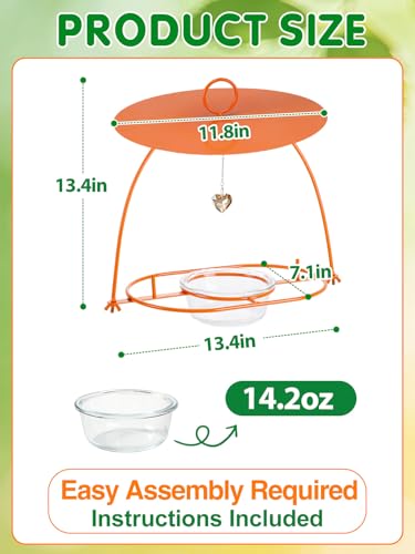 Apipi Large Oriole Feeders for Outdoors with Rain Guard, 14.2 oz Jelly Bowl | 13.4 "x 13.4" Durable Metal Hanging Baltimore Oriole Bird Feeder, Bird Lover Gifts for Backyard Garden Patio Decor