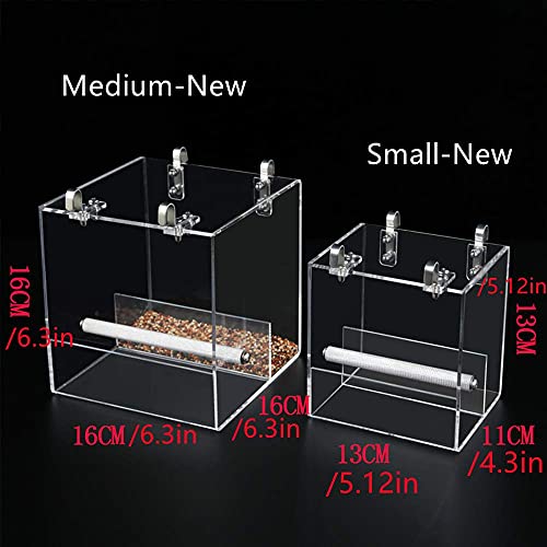 Automatic Bird Feeder No Mess Bird Cage Pet Feeder Seed Food Container for Parakeet Canary Cockatiel Parrot Finch Canary Acrylic (6.3 x 6.3 x 6.3 inch) - size: 6.3 x 6.3 x 6.3 inch