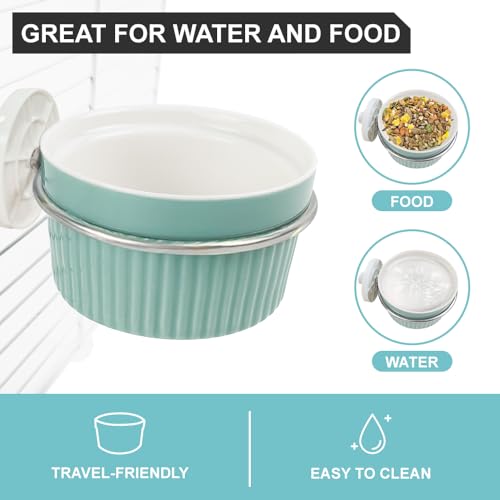Bird Feeding Cups Parrot Food Cage Bowl Clamp Holder Coop Cup, Ceramic Bird Cage Water Bowl, Pet Feeder Cage for Parakeet African Greys Conure Cockatiels Lovebird Budgie-Blue - color: blue