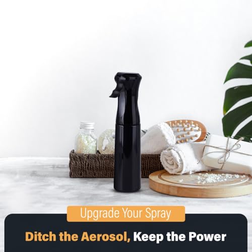 VIGOR PATH Continuous Spray Bottle for Hair – Fine Mist Mister for Hairstyling, Cleaning, Plants, Pets, Barbers, Salons, and Essential Oil Applications (300ml/10.1 oz) Black - color: Black - 10oz