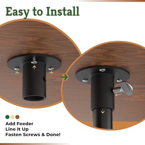 1" Bird Feeder Pole Mount Flange 1202 with Hardware Kit, Steel | Tray Feeders Round Pole Mounting Adapter Flange Bracket, Bird Box Bird House Feeder or Platform on Pipes Poles