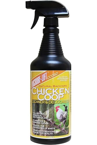 MICROBE-LIFT Chicken Coop Cleaner and Odor Eliminator, Use on All Surfaces and Supplies, Turns Chicken Poop Into Fertilizer, Ammonia Reducer, Highly Concentrated and Safe Formula, 32 Ounces - size: 32 Fl Oz (Pack of 1)