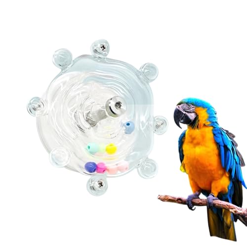 MANON ROSA Bird Toys for Parrots - Spinning Wheel Chew Toy with Rotating Plastic Spinner, Enrichment Puzzle Cage Activity for Parakeets, Conures & Cockatiels - color: 01 Clear