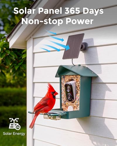 Devo Solar Smart Bird Feeder with Camera, WiFi Outdoor, AI ID, 2.5K HD | WiFi Bird Feeder Cam, Real-Time Alerts, Gift for Bird Lovers, Dad, Mom, Family