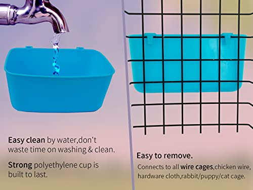 6 Pack Feeder Waterer Chicken 21 oz Food Water Cage Cups Puppy Cat Rabbit Hanging Feeding Dish Coop Bowl Watering Container Treats Drinker for Pigeon Bird Bath Basin Hamster Bed - color: 21 OZ Pack of 6 Blue