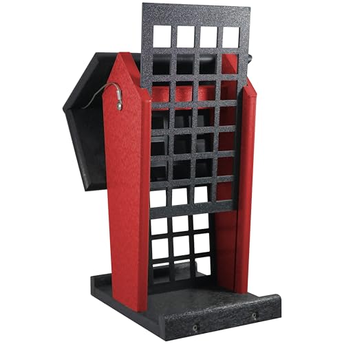 DutchCrafters Plastic Poly Hanging Whole Peanut Bird Feeder for Large Birds, Woodpeckers, Blue Jays for Outdoor, Garden, Yard - USA Amish Made (Black/Red) - color: Black/Red