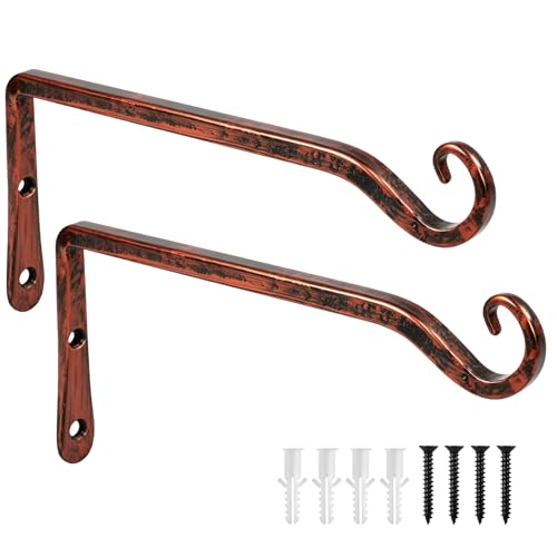 2 Pack 10 Inch Hanging Plant Bracket Wall Hooks Decorative Plant Hangers for Outdoor Hanging Bird Feeders, Wind Chimes, Plant Baskets, Antique Bronze - color: Antique Bronze, size: 10 Inch