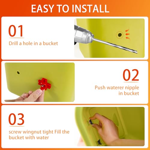 20 Pack Chicken Waterer Nipple, Horizontal Automatic Chicken Water Feeder, Gravity DIY Poultry Watering System, Leak-Proof Chick Water Dispenser, Chicken Coop Water Saving Design Accessories