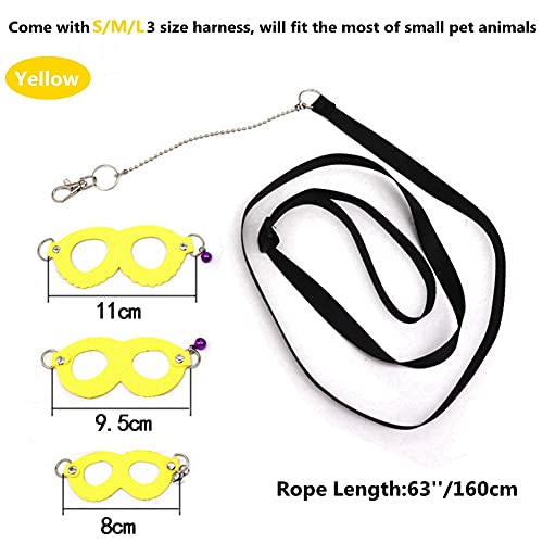3 Pack Sugar Glider Harness and Leash Set - Adjustable Traction Rope Strap Anti-Biting Chain Rope, Small Animal Training Walking Vest Leash for Sugar Glider Squirrel Hamster Rat Birds Reptile (Yellow) - color: Yellow