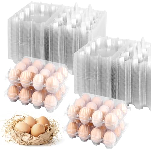 100 Pack 12 Count Plastic Egg Cartons - Bulk Cheap Clear Reusable Egg Containers for Chicken Eggs, Dozen Egg Storage Solutions. - size: 3x4，100Pack