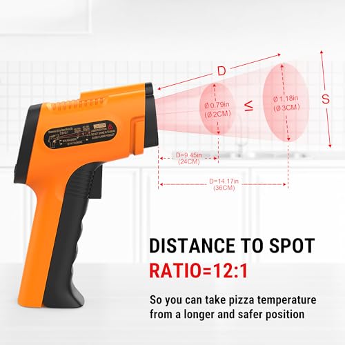 TempPro TempScan Infrared Thermometer Gun for Pizza Oven Griddle HVAC | Temperature Gun with Adjustable Emissivity, Infrared Thermometer for Cooking, Temp Gun with -58~1022°F (Previously ThermoPro) - style: 1 Laser & D:S 12:1