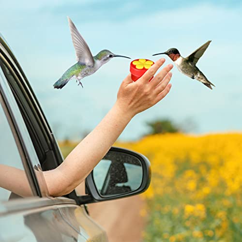 8 Pcs Hummingbird Feeder Handheld Window Flower Mini Hand Held Hummingbird Ring Feeders Wild Bird for Outdoors Backyard Birdwatcher Gifts Supplies(Red Bottom) - color: Red Bottom