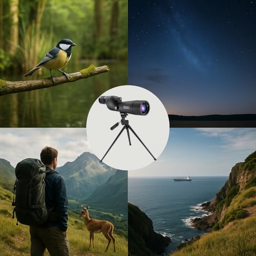 Barska Blackhawk ED 20-60x60mm Straight Spotting Scope – Extra-Low Dispersion Glass, Waterproof, Fully Multi-Coated Optics, Hard & Soft Carrying Case, Black - style: Straight